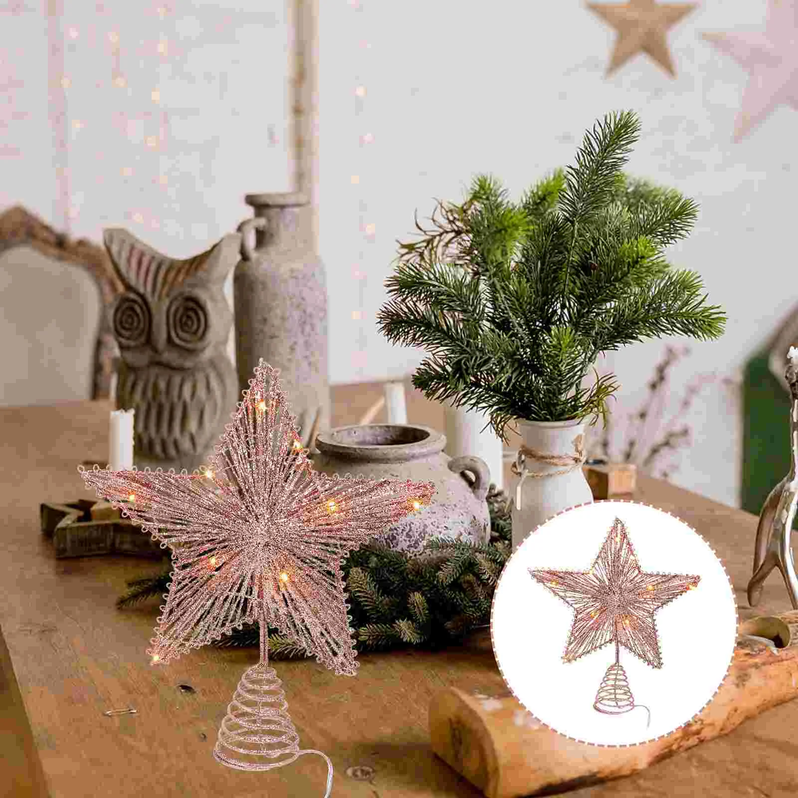 

Pentagram Tree Top Star Light Decor Lovely Star-shaped Adornos Para Mesa Iron Xmas Table Five-pointed Decoration