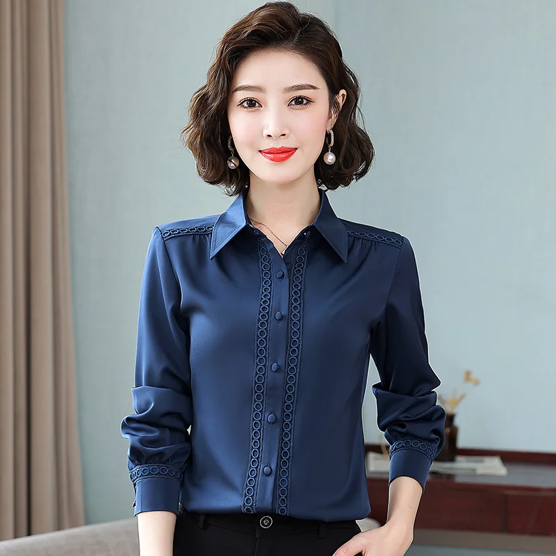 Chiffon Shirt Women'S Long Sleeve 2022 Female Spring And Autumn Clothes New Professional Temperament Top Bottomed