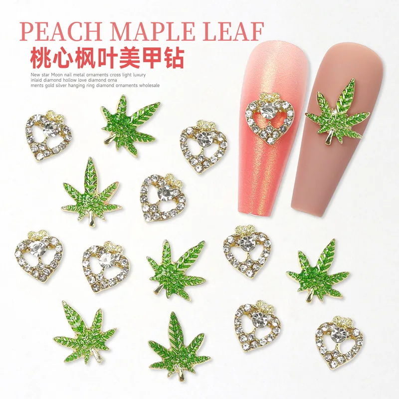 

10Pcs Exquisite Maple Leaves Nail Charms Metal Leaf Nail Parts Alloy 3D Nail Art Decorations Manicure DIY Rhinestone Accessories