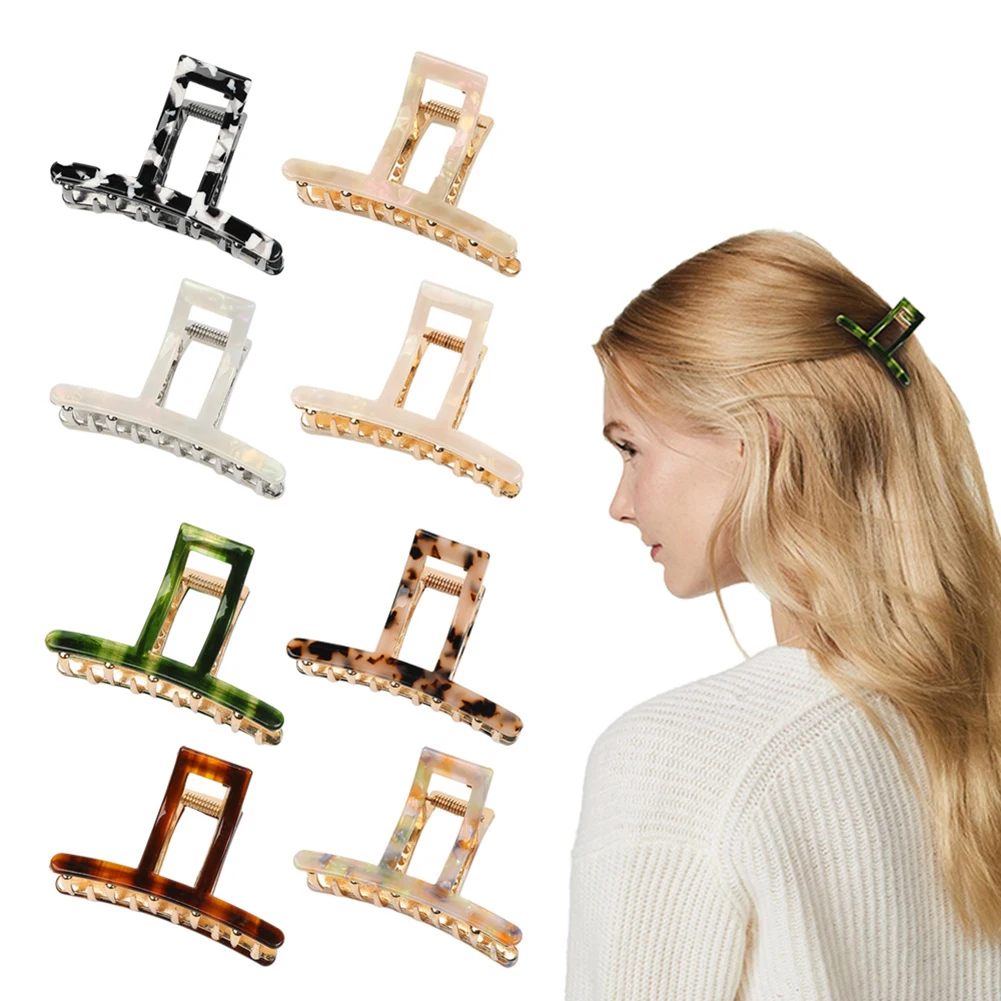 

Korean Style Acetate Stitching Leopard Print Hair Clips For Women Girls Shark Clip Hair Claw Fashion All-match Hair Accessories