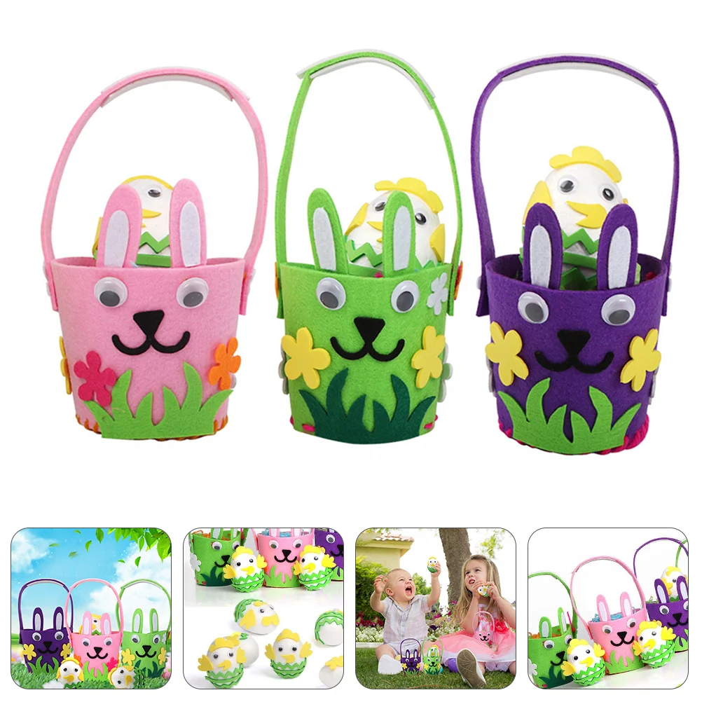 

3pcs Baskets Bag Eggs Baskets Bunny Baskets for Party Kids