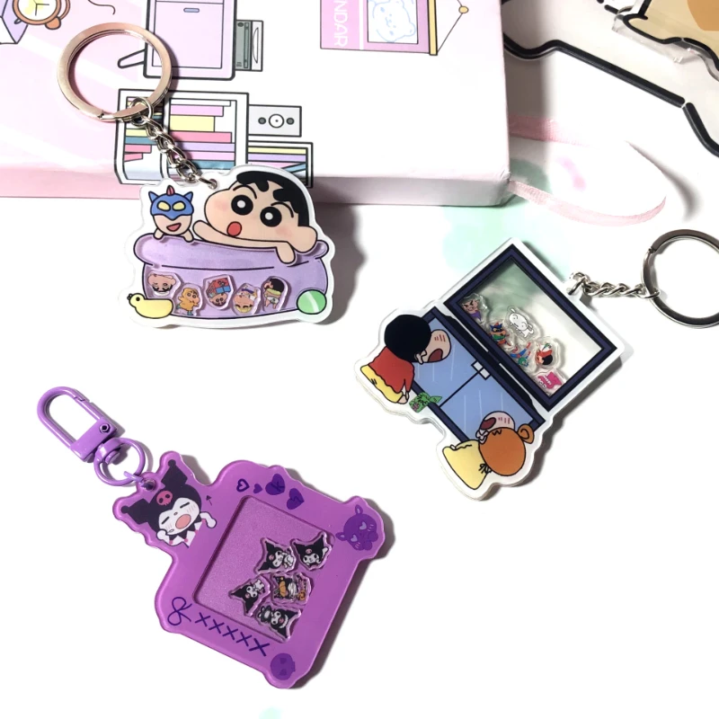 

Anime Crayon Shin-chan Keychain New Cartoon Cute Anime Peripheral School Bus Double-sided Creative Children's Toy Keychain Gift