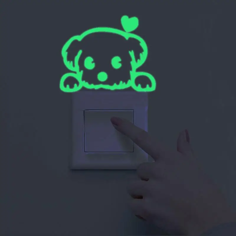 

Love Heart Puppy Luminous Wall Sticker For Baby Kids Room Bedroom Switch Stickers Home Decoration Decals Glow In The Dark