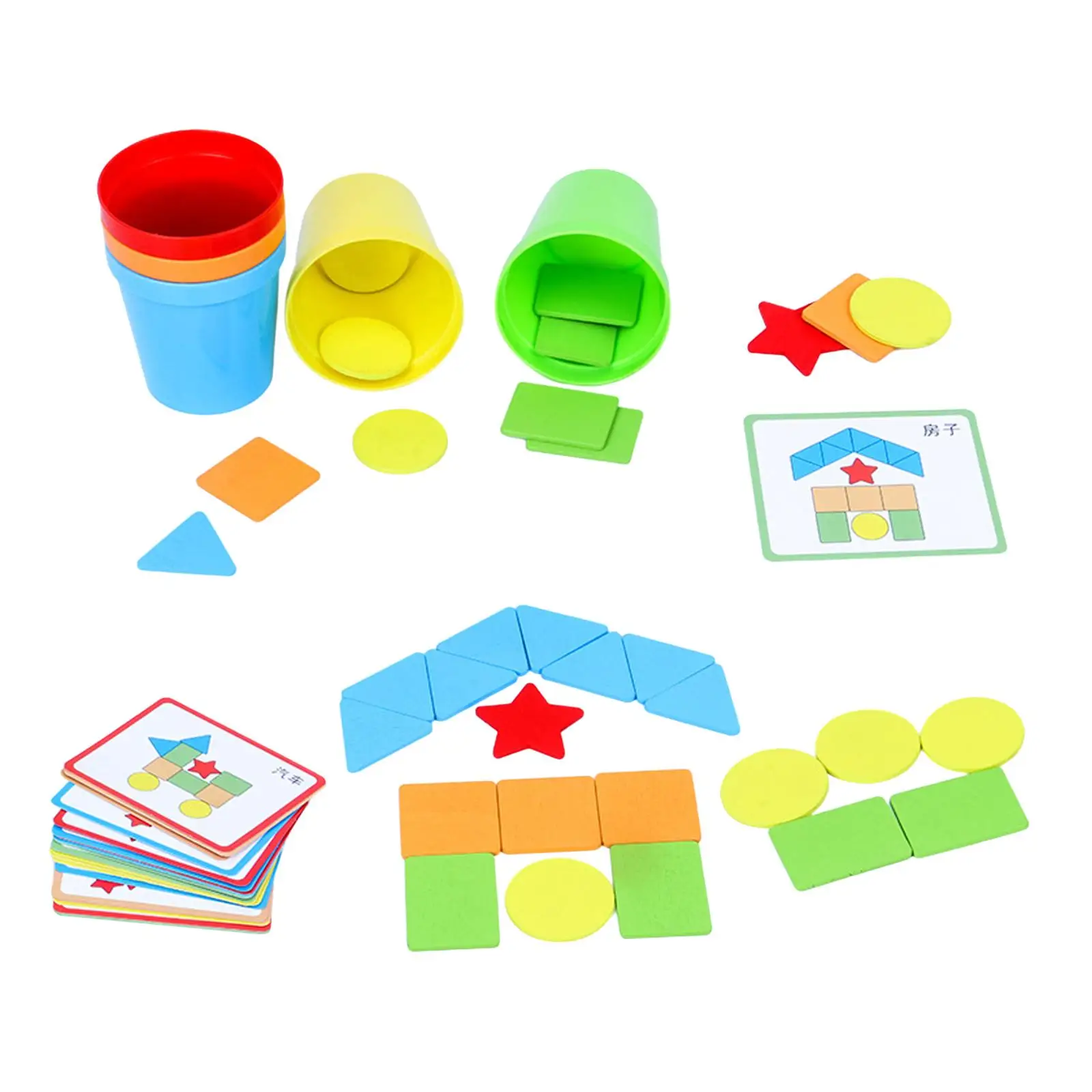 

Montessori Toy Activity Toy Color Recognition Shape Matching Sorting Cup Development Toy for Holidays Party Birthdays Baby Kids