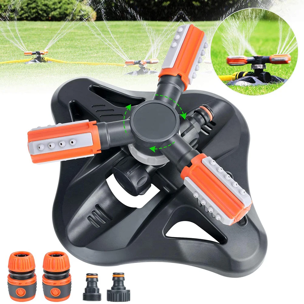 

360 Degree Rotating Garden Sprinkler Automatic Plastic Triangle Sprinkler Yard Garden Large Area Coverage Irrigation Water Spray