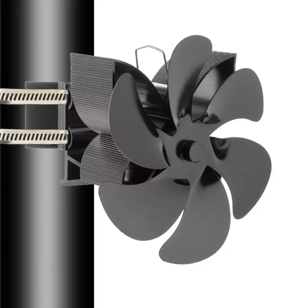 

6 Blades Wall Hanging Black Stove Fan Heat Powered Fireplace Log Wood Burner Eco Friendly Quiet Efficient Heat Distribution