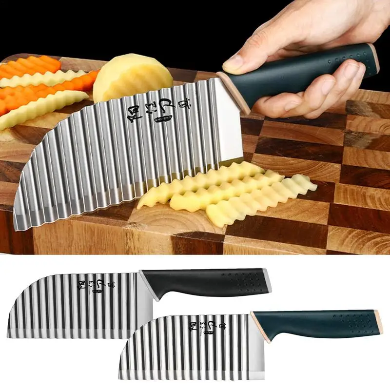 

Stainless Steel Crinkle Cutter Durable Slicer Sharpness Kitchen Cutting Knife Multiuse Grater For Veggies Fruits Dough Butter