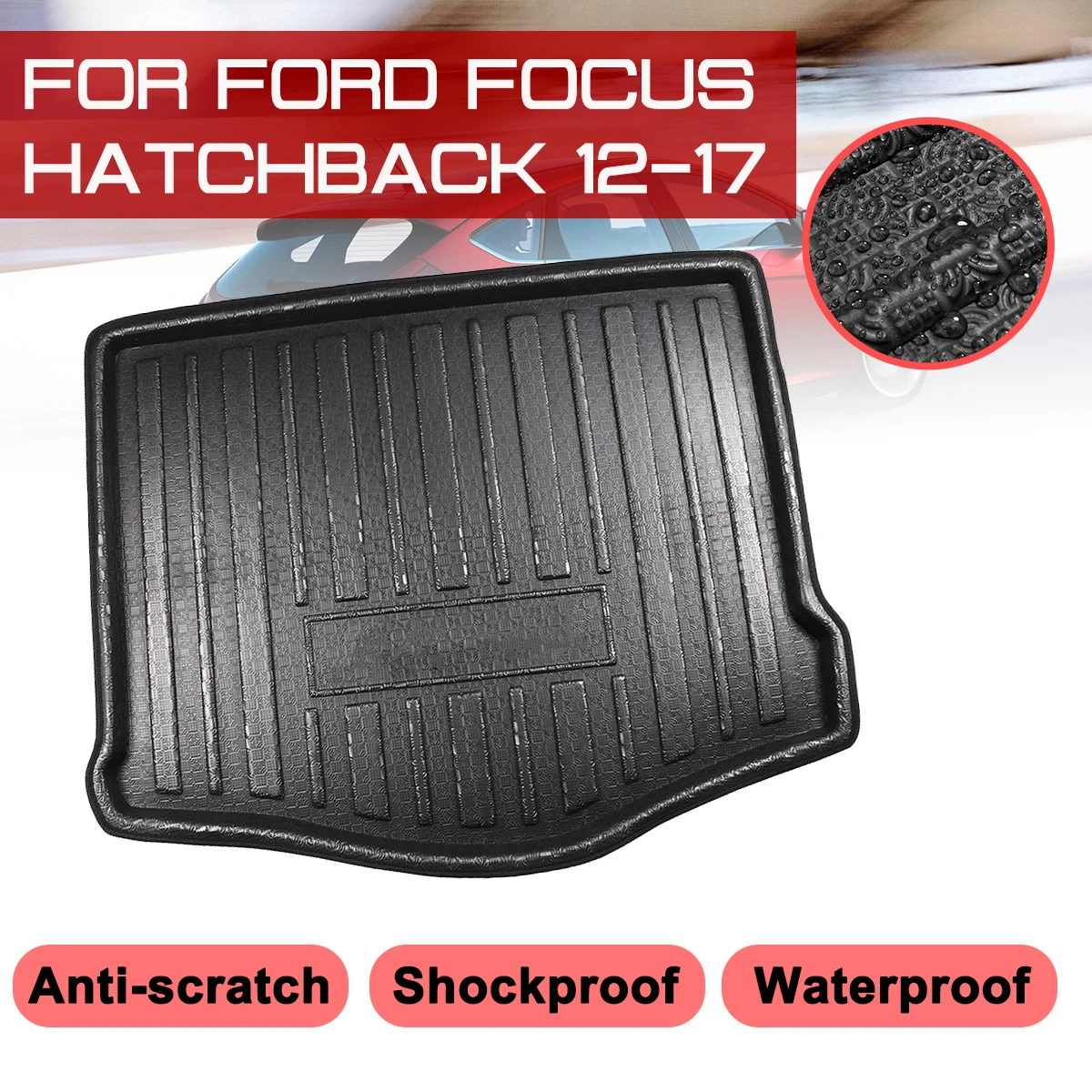 Коврик для хэтчбека Ford Focus 2012 2013 2014 2015-2017, автомобильный напольный коврик, задний багажник, грязевая крышка