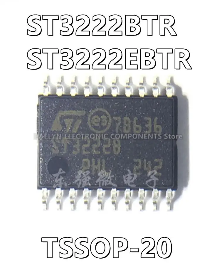 

10Pcs/lot ST3222BTR ST3222B ST3222EBTR ST3222EB 2/2 Transceiver Full RS232 20-TSSOP
