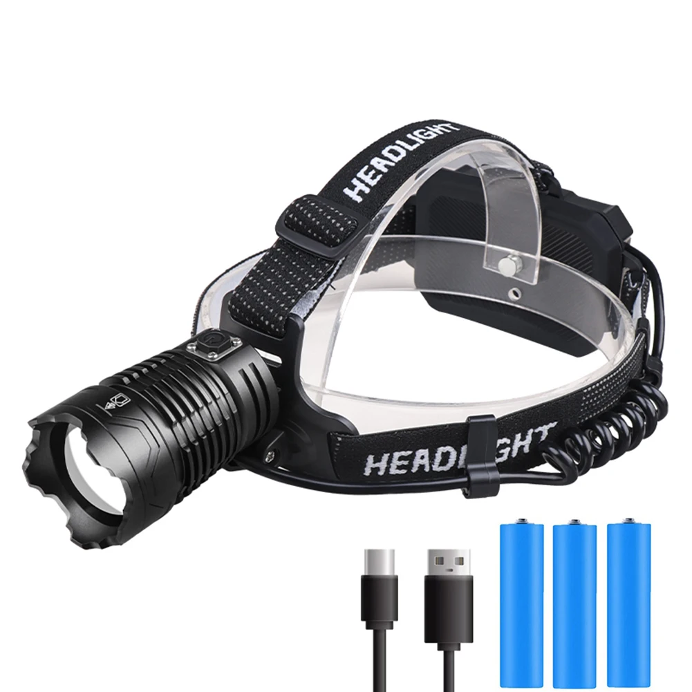 

4 Modes Head Torch Flashlight Outdoor IPX4 Waterproof Type-C USB Rechargeable XHP360 LED Headlamp for Running Camping Fishing