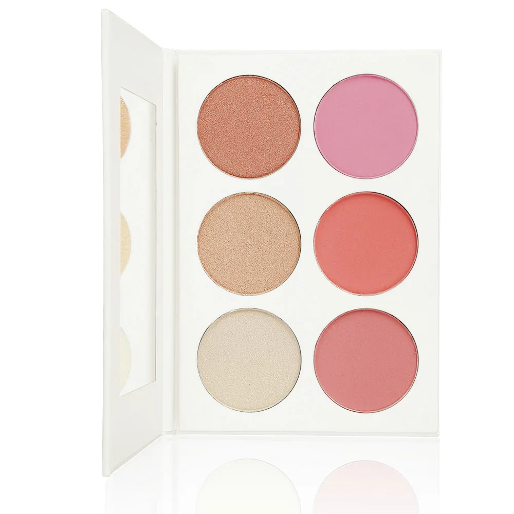Private Label 6 colors Highlighter blush Palette Glitter Face Contour Brighten Makeup Illuminate Cosmetic Custom Bulk