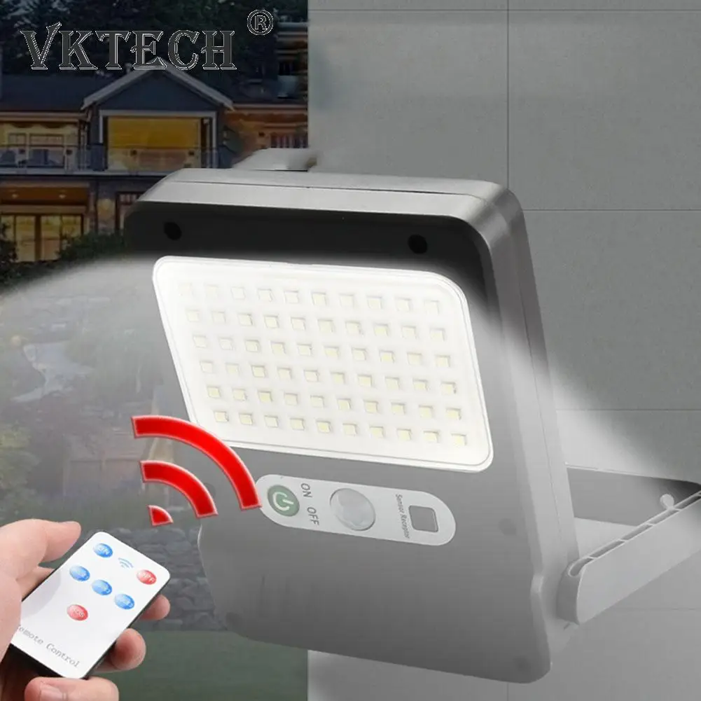 

Светодиодная лампа на солнечной батарее, Уличный настенный светильник с датчиком движения, широкоугольное освещение, водонепроницаемая ла...