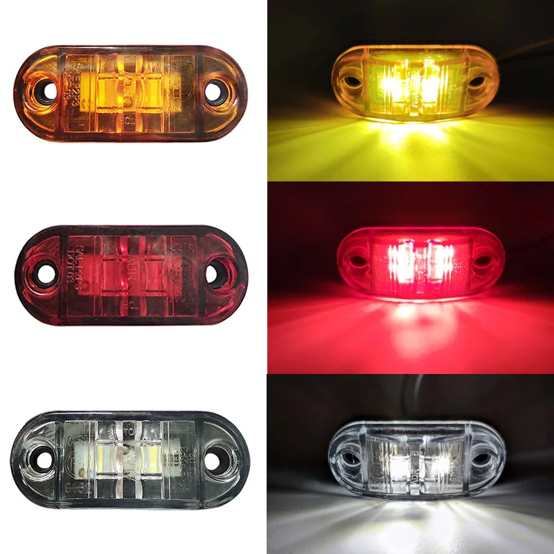 

2PCS Amber LED Oval Diode Light Clearance Trailer Truck LED Side Marker Tail Lamp 12V 24V Waterproof Warning Light Marker Lamp