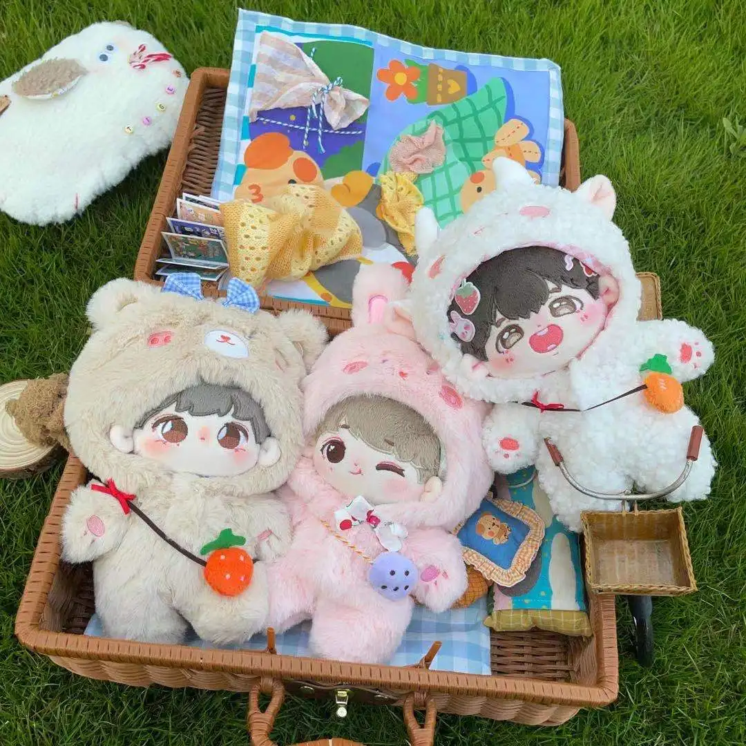 Handmade 2pc/set Plush Bear Rabbit Sheep Jumpsuits Set For 10cm 15cm 20cm Kpop Doll Clothes Clothing Outfits Cosplay Suit