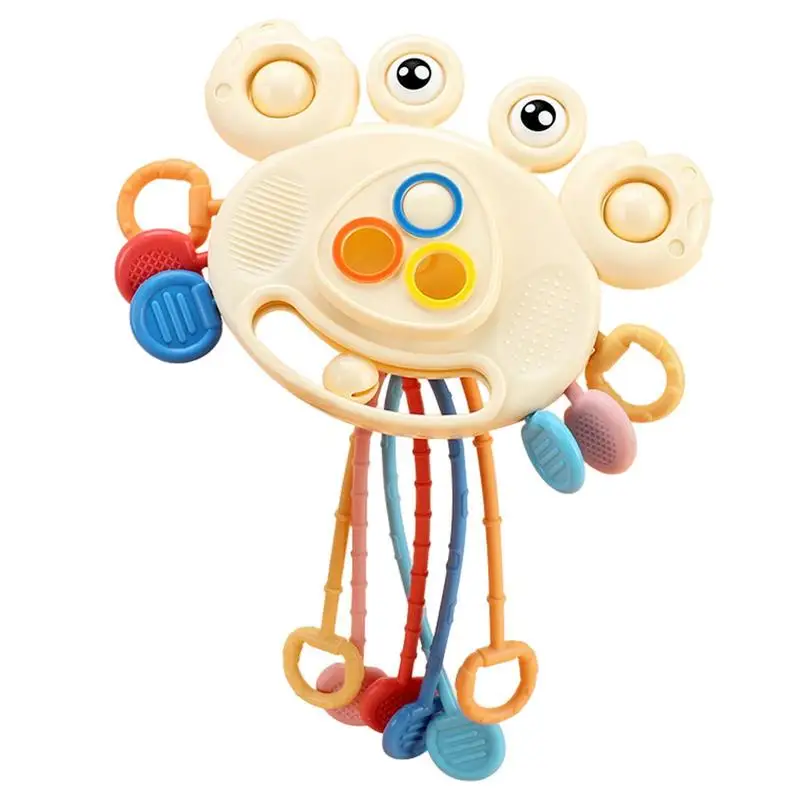 

Pull String Activity Toy Silicone Sensory Travel Toy Food Grade Silicone Crab Shape Interactive Teething Toy Birthday Gifts For