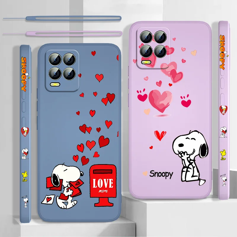 

Cute Snoopy Love Case For Realme Q3S GT S7 ST S2 C25Y C21Y C11 C17 Narzo 50A 50i 30 Liquid Left Rope Phone Cover