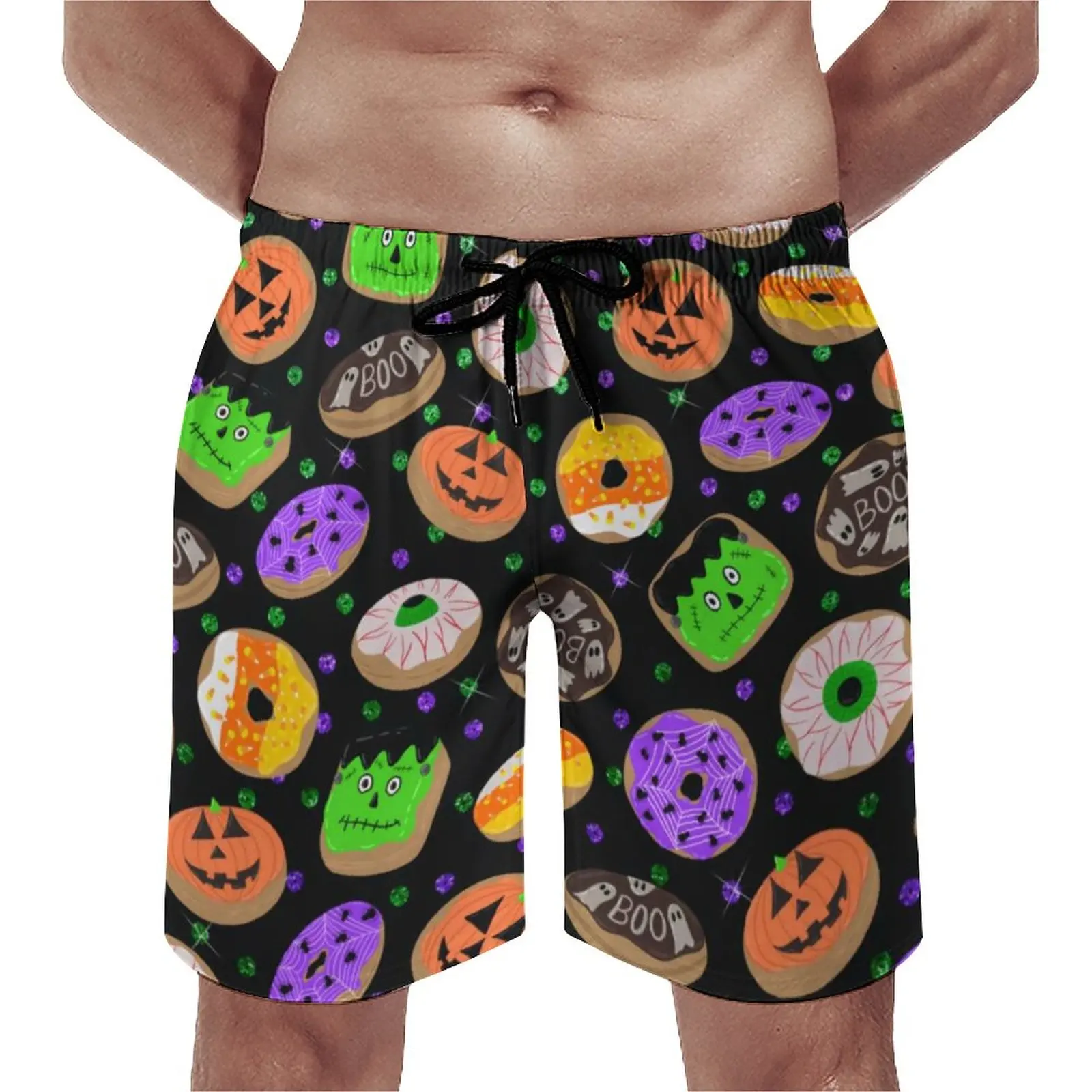 

Doughnut Halloween Board Shorts Leisure Large Size Board Short Cool Cute Glitter Confetti Male Swimming Trunks Comfortable