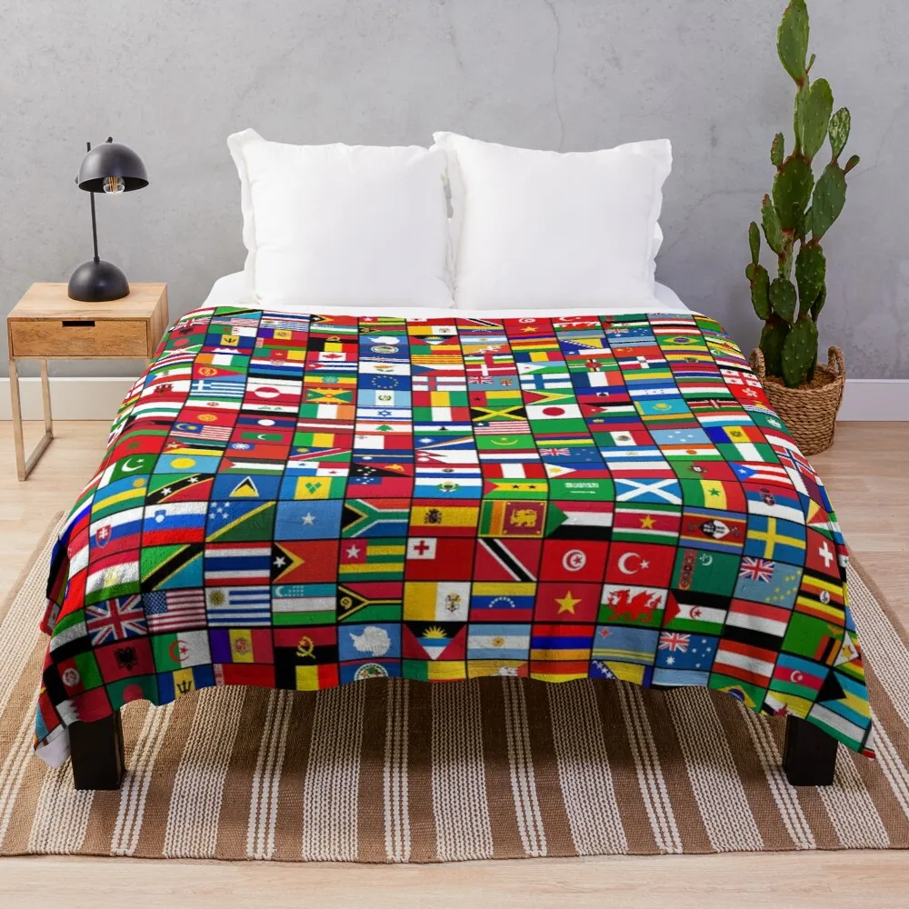 

The World'S Flags Fuzzy Bed Boho Kawaii Leopard Print For Beds Throw Blankets