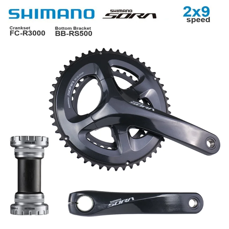 

SHIMANO SORA FC-R3000 Road Bike folding bicycle crankset 2x9 Speed 50-34T 170MM With Bottom Bracket BB-RS500