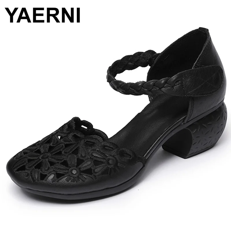 

Сандалии женские из натуральной кожи, босоножки на платформе, с перфорацией, на липучке, в ретро стиле, лето 2023