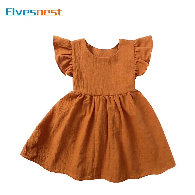 

Fashion Solid Kids Dresses for Girls Summer Children Clothing Girls Dress Cotton Sleeveless Kids Clothes Girls Dresses 1-5 Years