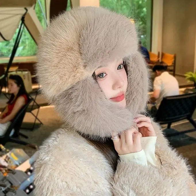 Зимняя ветрозащитная шапка с защитой ушей и рукавами уличная на сто пуху