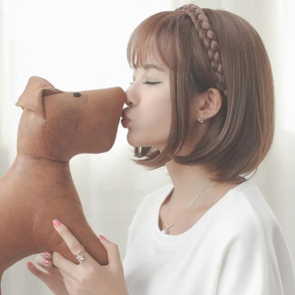 Черно-коричневая искусственная челка с зажимом для наращивания волос