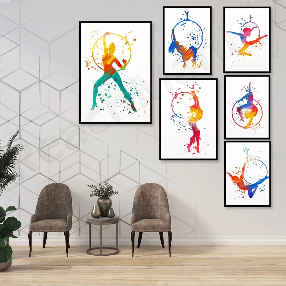 Плакат воздушной танцовщицы цирковая танцовщица ритмическая гимнастика обруч