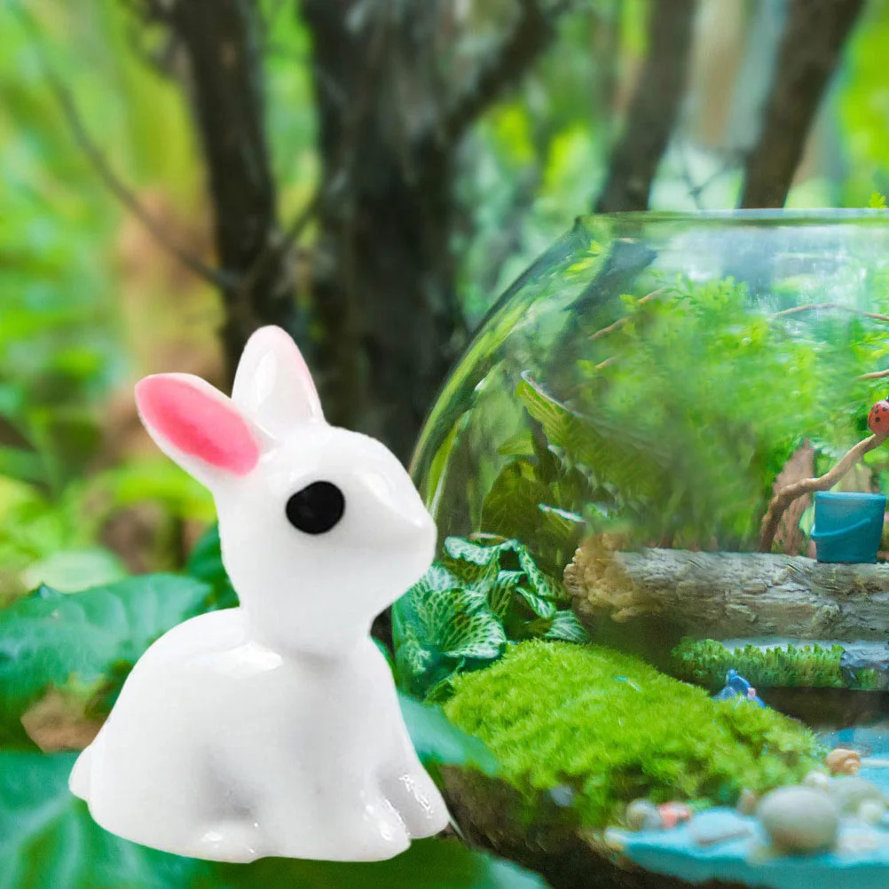 

10PCS Rabbit Micro Landscape Figurines Rabbit Table Decorations Rabbit Cake Figurine Rabbit Figures
