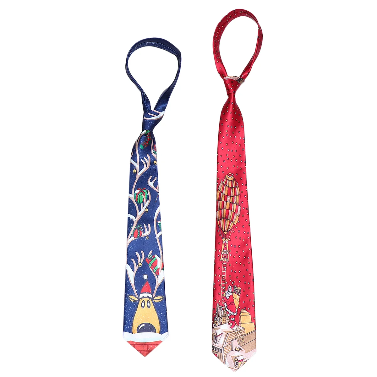 

2 Pcs Christmas Tie Necktie Mens Red Bow Digital Ties Party Decor Square Printed