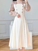 2022 spring autumn bohemian floral dress high end splicing elegant party dress fashion long sleeve square neck long dress