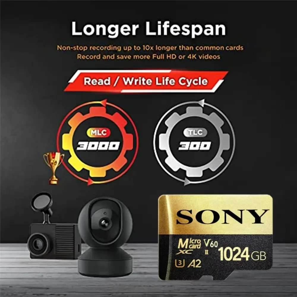 Новая оригинальная карта SONY Micro SD 2TB 1TB Высокоскоростная памяти 512GB 128GB Class TF Card для