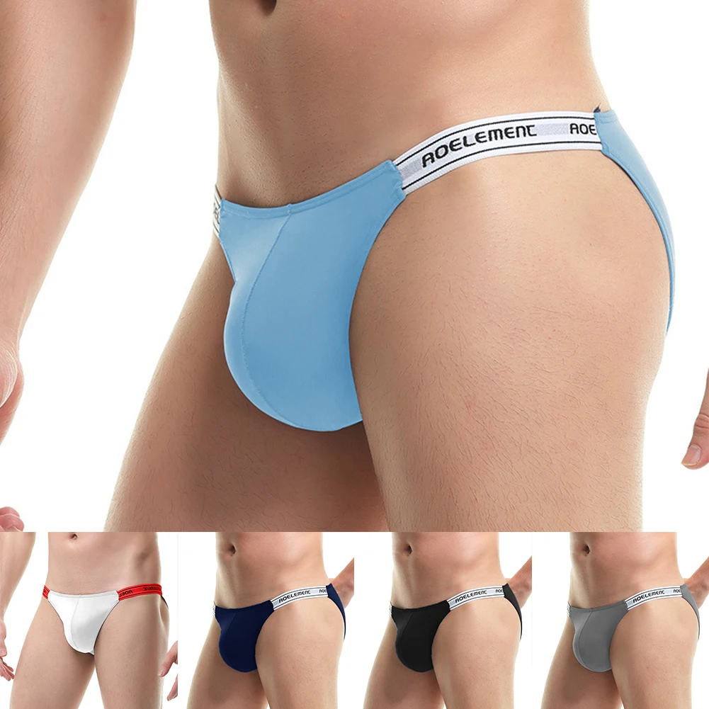 

Men Ice Silk Briefs Elsastic Waist Low Rise Sexy Underwear Hip Lift Trunks Breathable Underpant Big Pouch U-Convex Lingeries