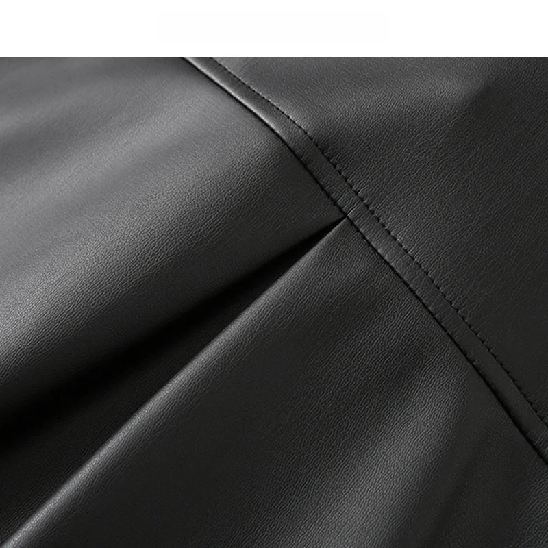 La Chapelle Light Luxury Retro Sle Короткое черное кожаное пальто Женская удобная куртка Overfit