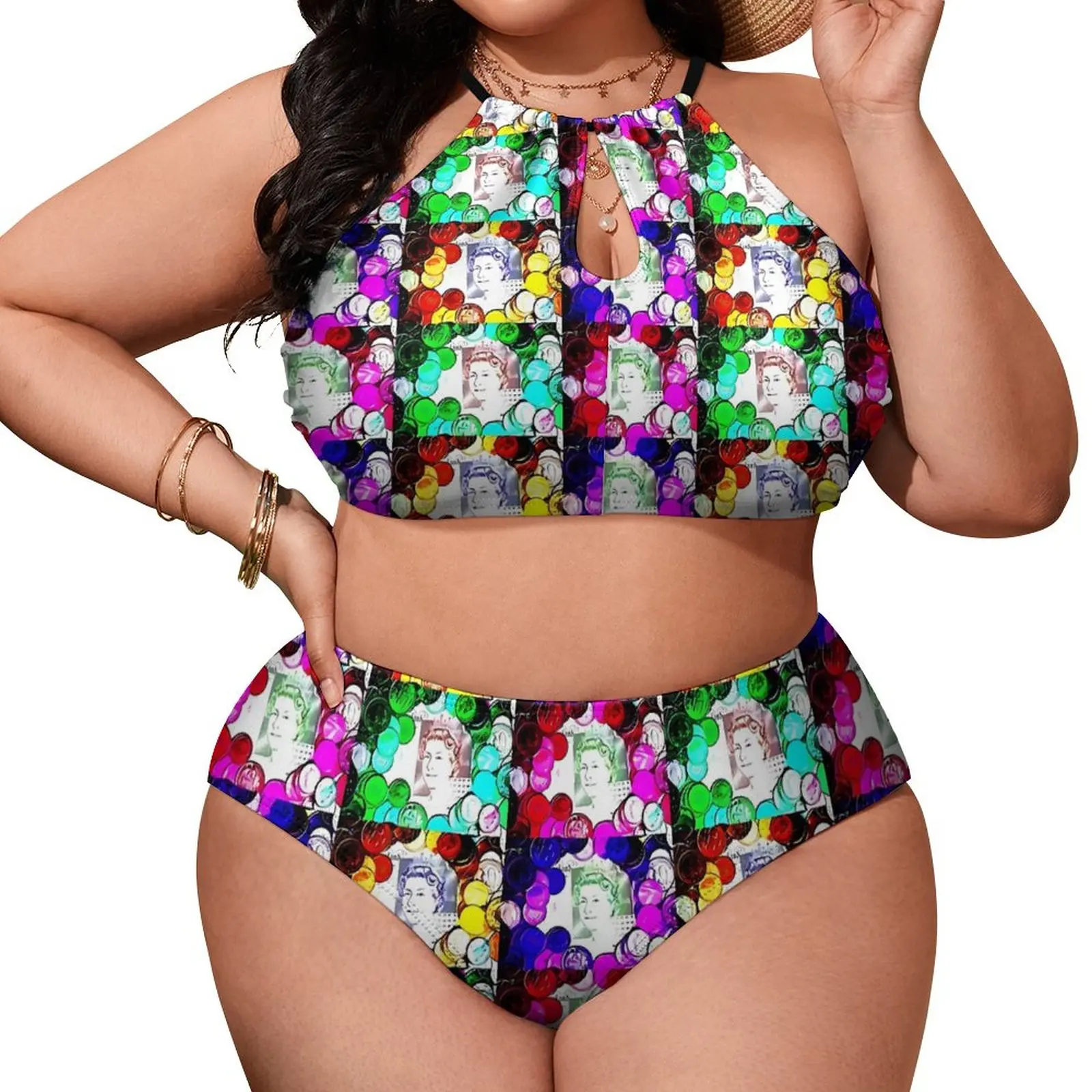 

Sexy Queen Elizabeth II Bikinis Set Print Bikini Swimsuit Push Up Modern Swimwear Tank Top Graphic Bathing Suit Beach Outfits