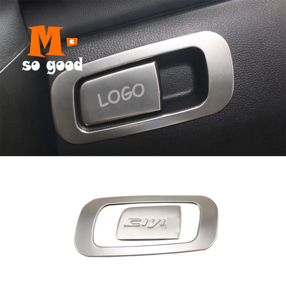

2016/17/18 For Honda Civic 10th Car Copilot Glove Box Handle bowl trim Cover-Stainless steel Car interior styling accessories