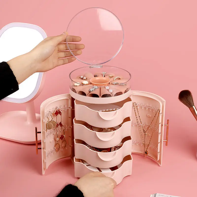 

Earrings Storage Box Desktop Organizer Jewelry Necklace Storage Rack For Rings Dropshipping Multi-function Jewelry Organizer