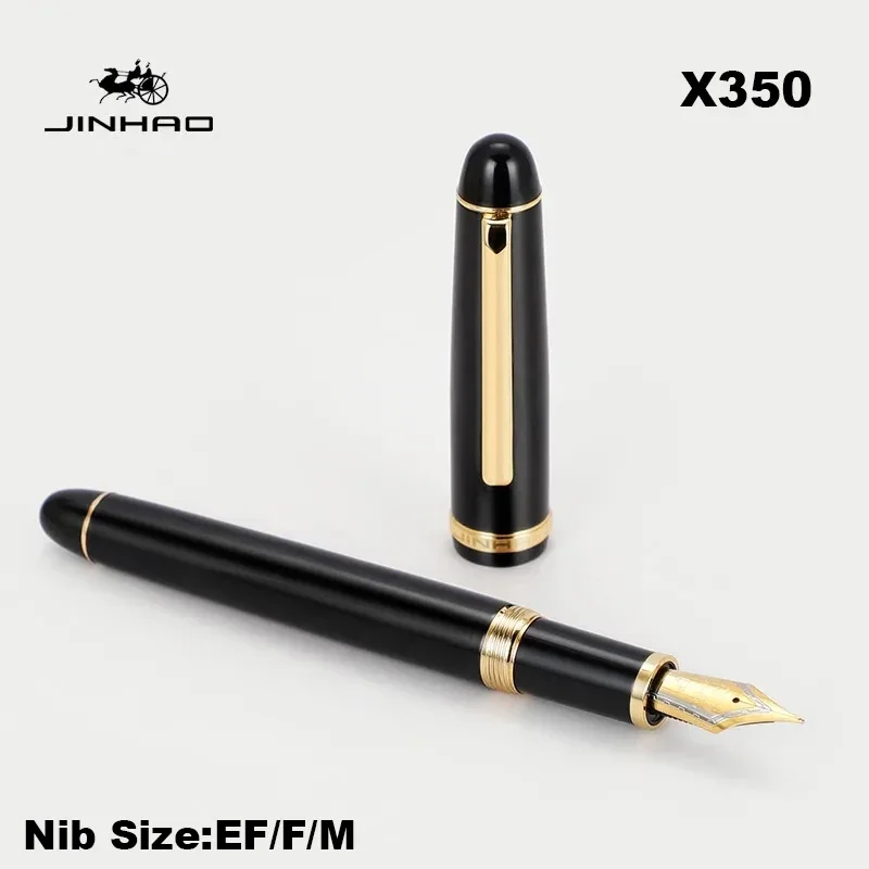 Ручка перьевая Jinhao X350 черная/Золотая с зажимом
