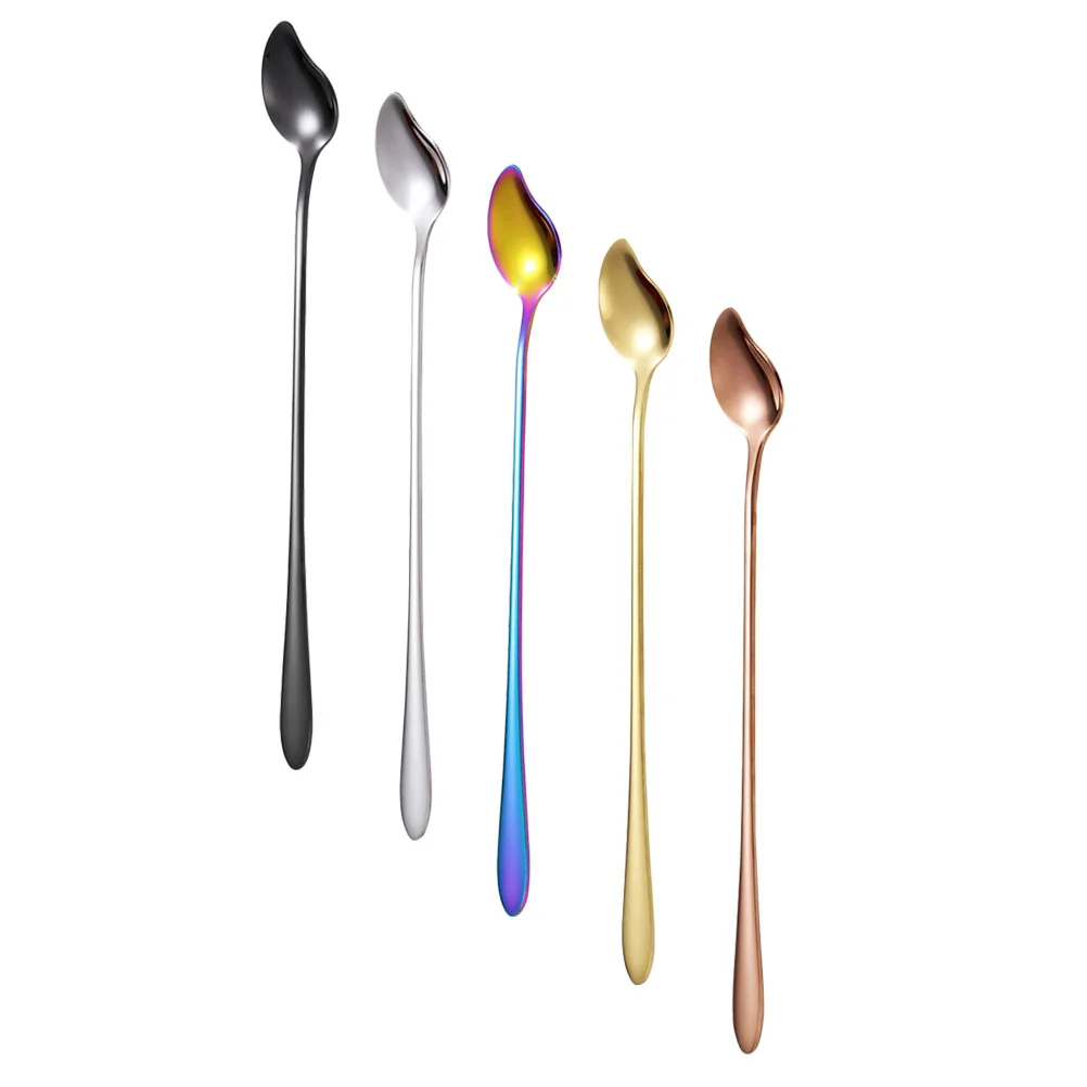 

5pcs Stainless Steel Dessert Spoons Creative Coffee Spoons Mixing Spoons