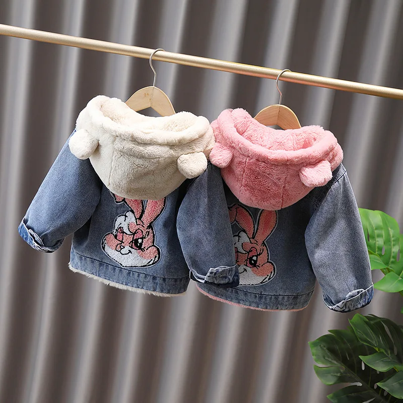 

Плотные пальто для девочек, зимние детские джинсовые бархатные куртки, толстовки для малышей, теплая верхняя одежда, детские топы, одежда для подростков, уличное пальто