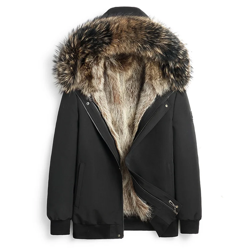 

Veste High quality Casaul Winter Hooded 2023 Warm Real Men's Coat Men Natural Raccoon Clothes Fur Liner Homme Mens Parkas