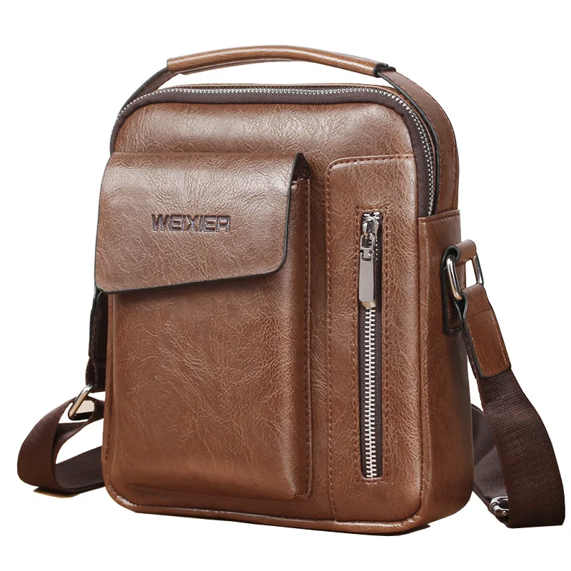 

Small Crossbody Bags for Men Pu Leather Brown Vintage Men's Shoulder Bag Casual