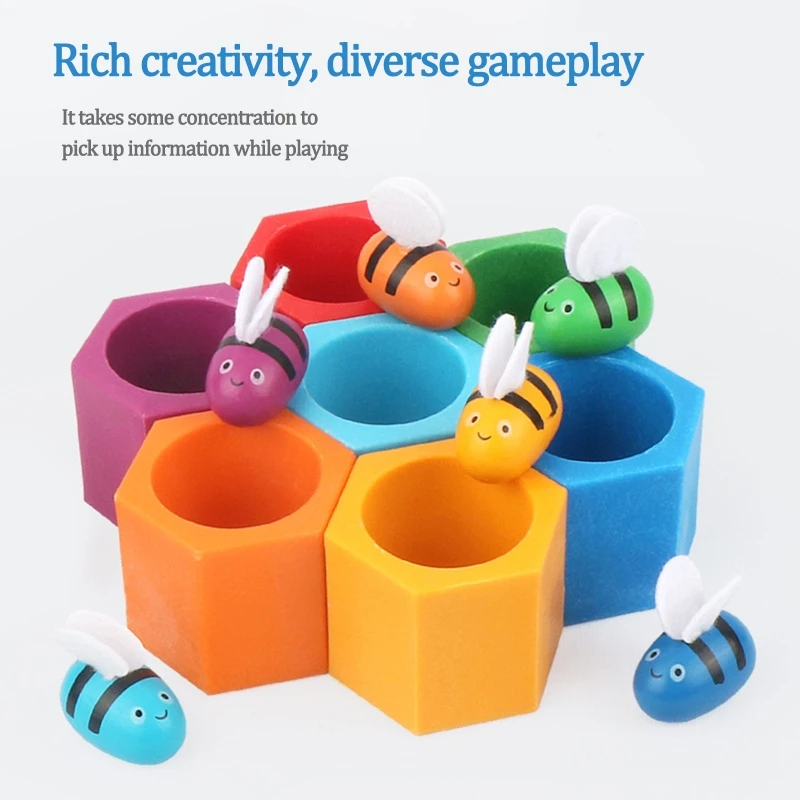 

Clamp Bee to Hive Matching Color Board Relieve Boredom Accessories Educational Play Funny Table Toy Best Gift A2UB