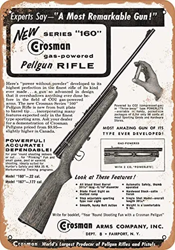 Настенный металлический знак — пистолеты Crosman 1955 года винтажный вид