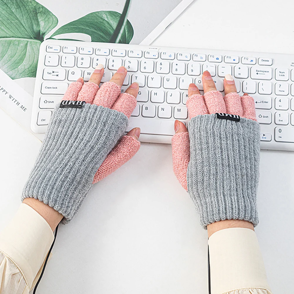 

Windproof USB Warm Hand Heating Gloves Soft Wearable Winter Mittens Constant Temperature Hand Protector for Indoor Home Outdoor