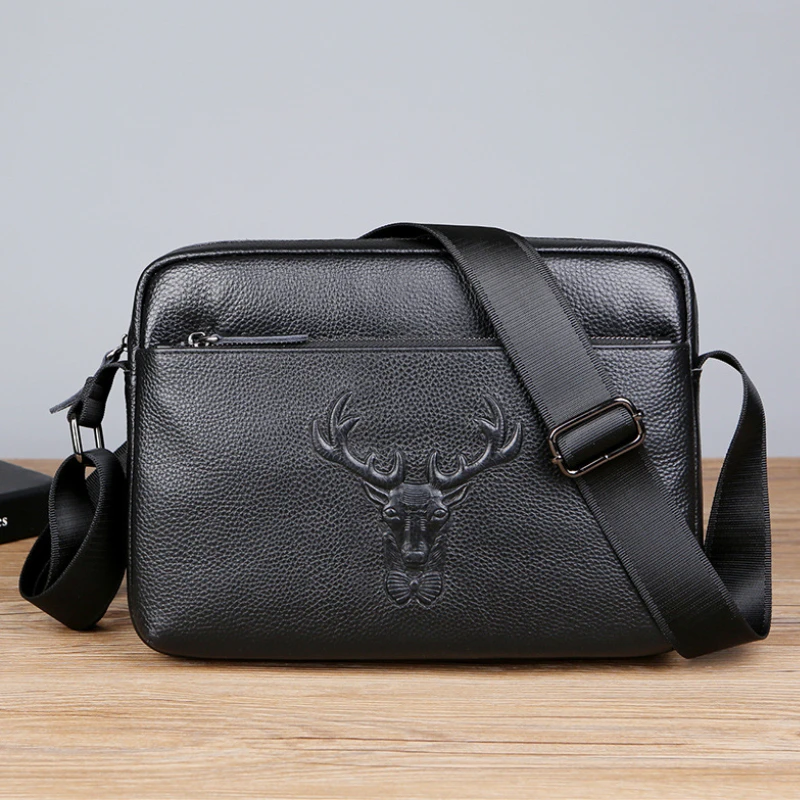 

Сумка на плечо мужская из натуральной кожи, модный дизайнерский саквояж на горизонтальном ремне из спилковой коровьей кожи, роскошный чемо...