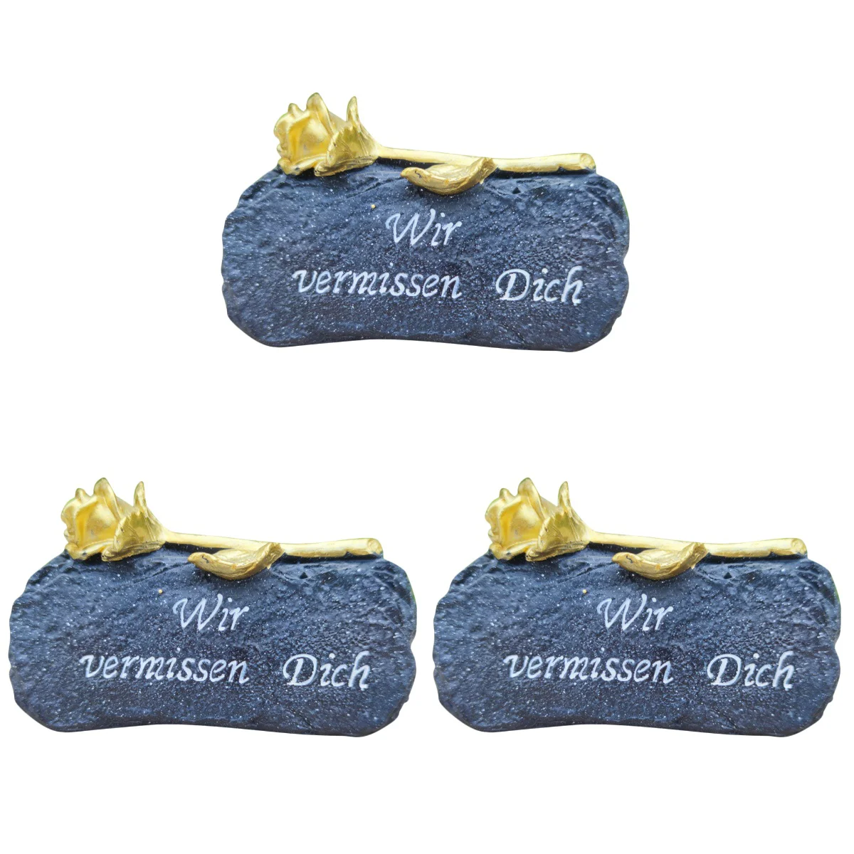 

3 Pieces Resin Crafts Cemetery Sacrificial Props Decorative Tombstone 15X8.5CM Deceased Relatives Mourning Memorial Black