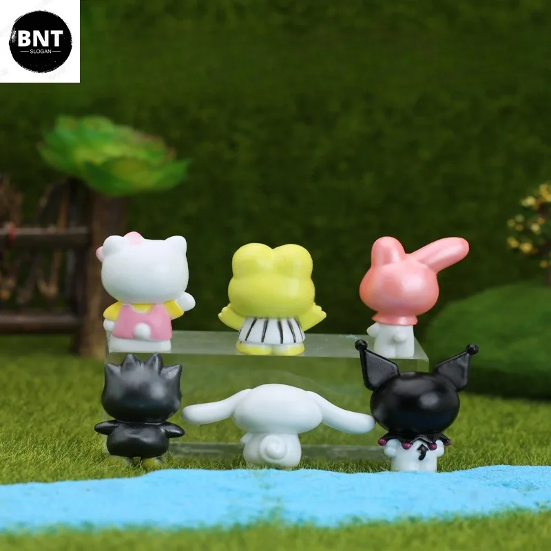 Фото 6 шт., декоративные куклы, аниме фигурки Kuromi Cinnamoroll Q, фигурные украшения для торта, модель, детские подарки на день рождения №3