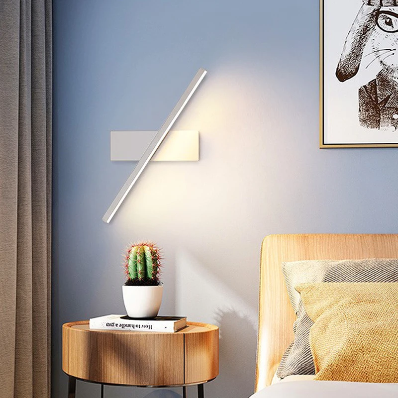 

Minimalist LED Wall Lamp Modern Long Strip 330° Rotatable Sconce For Bedroom Bedside Study Living Room Walls Decor Lights Lustre