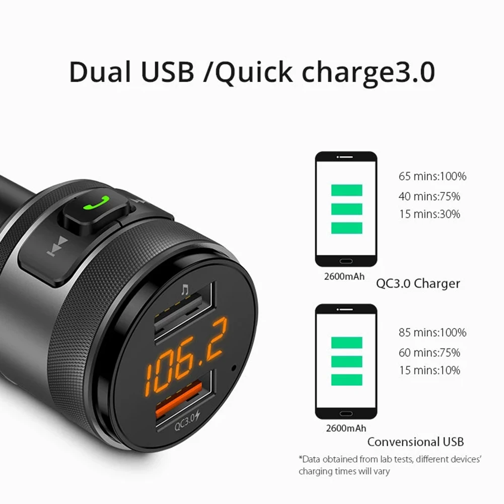 

FM-трансмиттер автомобильный с поддержкой Bluetooth 3,0 и USB-портами